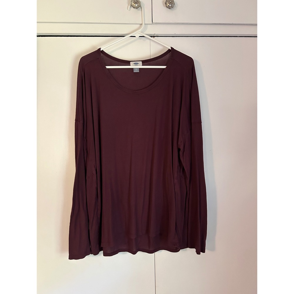 Old Navy Womens XXL Getting Figgy LS Cocoon Tunic Burgundy Modal Top 747979-02